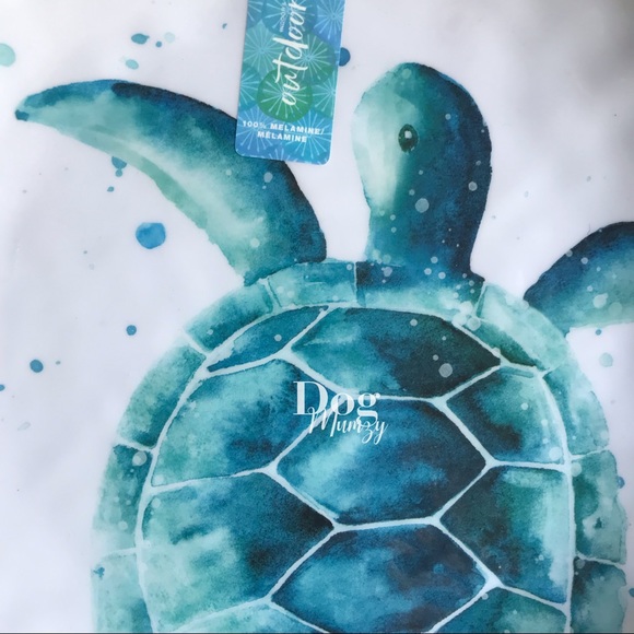 Sigrid Olsen Outdoor Dining Plates Speckled Blue Turtle Melamine Set of 4 - Picture 2 of 3